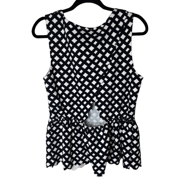 ANTHRO Postmark Sleeveless Peplum White and Blk Top/Blouse - Picture 3 of 5